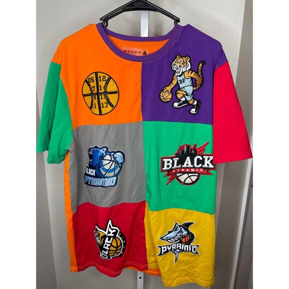 Black Pyramid Other - Black Pyramid XXL Patchwork Graphic Tee Multicolor Basketball Streetwear Shirt